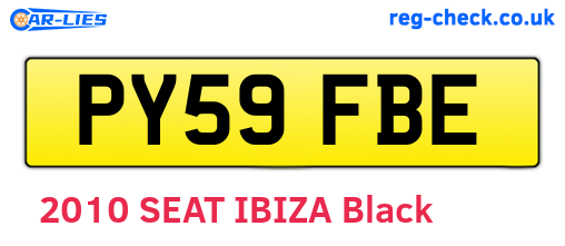 PY59FBE are the vehicle registration plates.