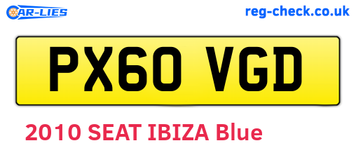 PX60VGD are the vehicle registration plates.