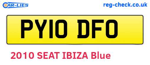 PY10DFO are the vehicle registration plates.