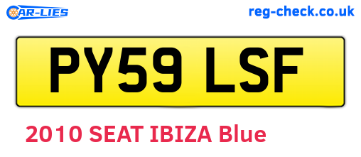 PY59LSF are the vehicle registration plates.
