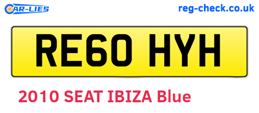 RE60HYH are the vehicle registration plates.
