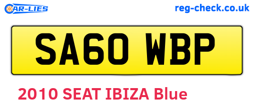 SA60WBP are the vehicle registration plates.
