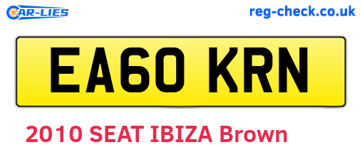 EA60KRN are the vehicle registration plates.