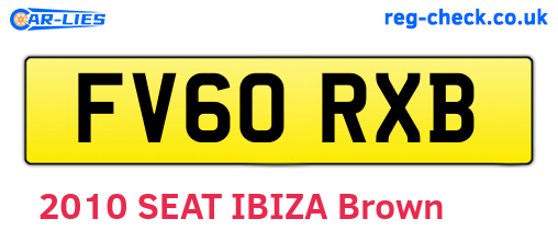FV60RXB are the vehicle registration plates.