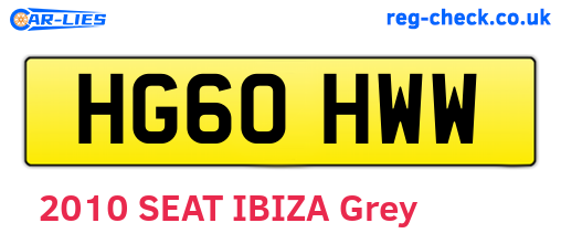 HG60HWW are the vehicle registration plates.