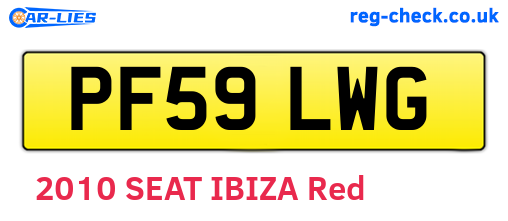 PF59LWG are the vehicle registration plates.