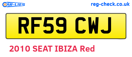 RF59CWJ are the vehicle registration plates.