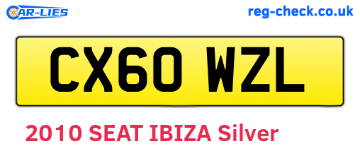 CX60WZL are the vehicle registration plates.