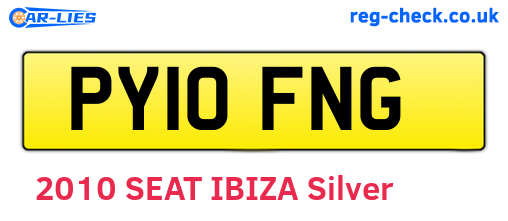 PY10FNG are the vehicle registration plates.