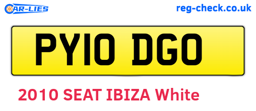 PY10DGO are the vehicle registration plates.