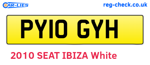 PY10GYH are the vehicle registration plates.