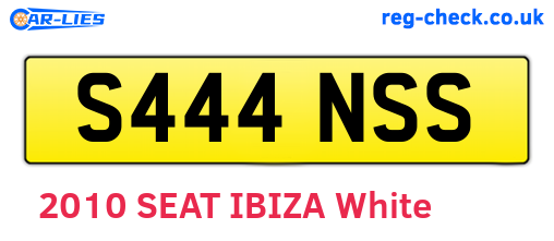 S444NSS are the vehicle registration plates.