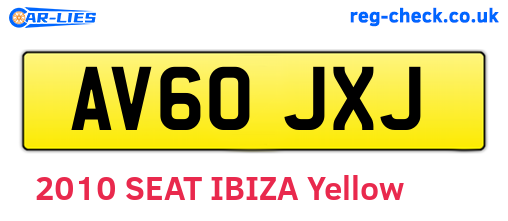 AV60JXJ are the vehicle registration plates.
