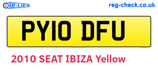 PY10DFU are the vehicle registration plates.