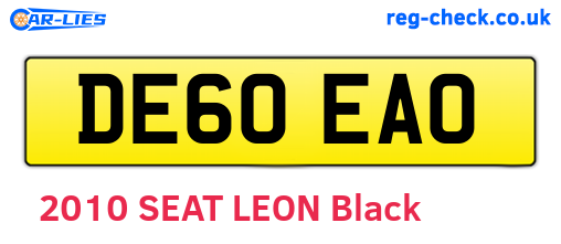 DE60EAO are the vehicle registration plates.