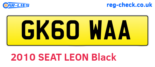 GK60WAA are the vehicle registration plates.