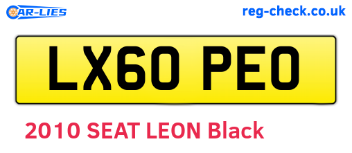 LX60PEO are the vehicle registration plates.