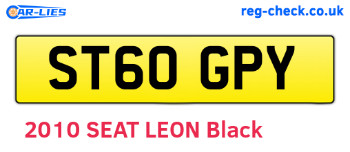 ST60GPY are the vehicle registration plates.