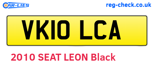 VK10LCA are the vehicle registration plates.