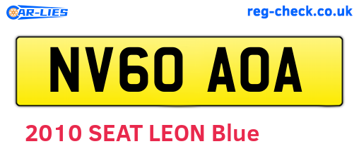 NV60AOA are the vehicle registration plates.