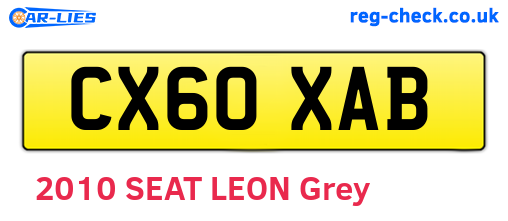 CX60XAB are the vehicle registration plates.