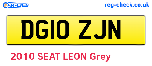 DG10ZJN are the vehicle registration plates.