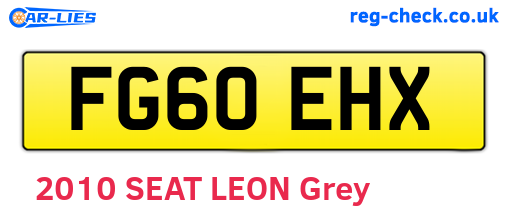 FG60EHX are the vehicle registration plates.