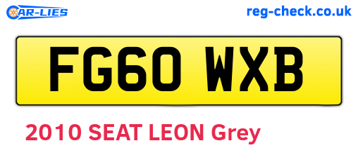 FG60WXB are the vehicle registration plates.