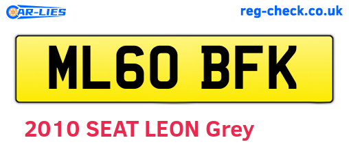 ML60BFK are the vehicle registration plates.