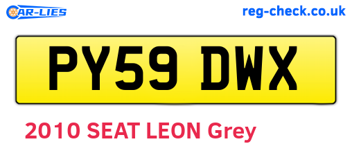 PY59DWX are the vehicle registration plates.