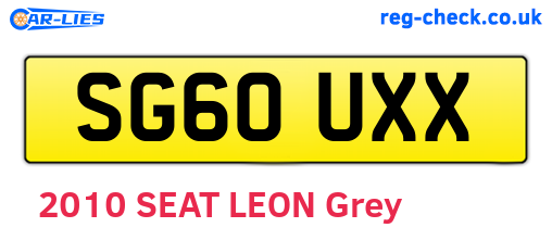 SG60UXX are the vehicle registration plates.