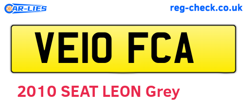 VE10FCA are the vehicle registration plates.