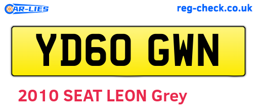 YD60GWN are the vehicle registration plates.