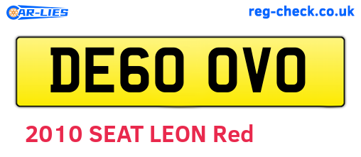 DE60OVO are the vehicle registration plates.
