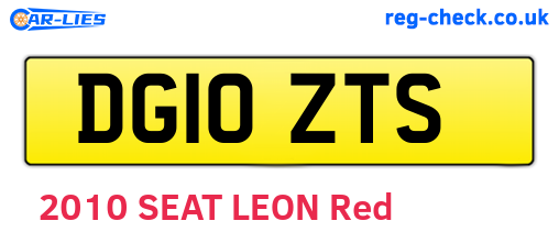 DG10ZTS are the vehicle registration plates.