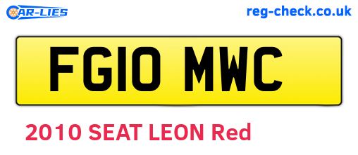 FG10MWC are the vehicle registration plates.