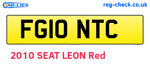 FG10NTC are the vehicle registration plates.