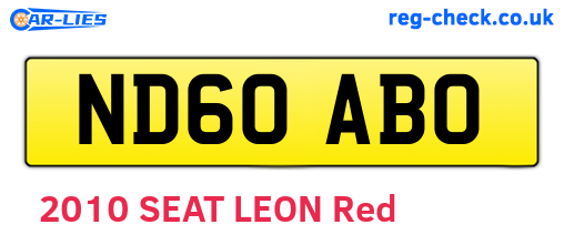 ND60ABO are the vehicle registration plates.