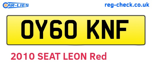 OY60KNF are the vehicle registration plates.