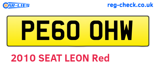 PE60OHW are the vehicle registration plates.