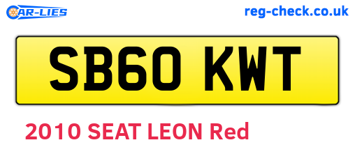 SB60KWT are the vehicle registration plates.