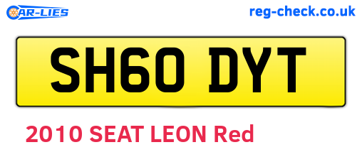 SH60DYT are the vehicle registration plates.