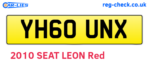 YH60UNX are the vehicle registration plates.