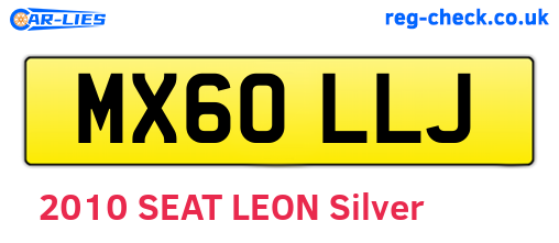 MX60LLJ are the vehicle registration plates.