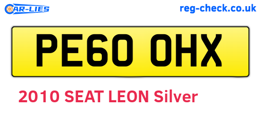 PE60OHX are the vehicle registration plates.
