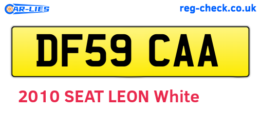 DF59CAA are the vehicle registration plates.