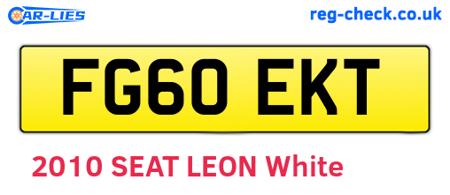 FG60EKT are the vehicle registration plates.