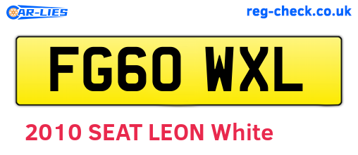 FG60WXL are the vehicle registration plates.