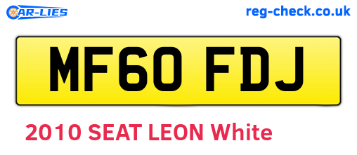 MF60FDJ are the vehicle registration plates.