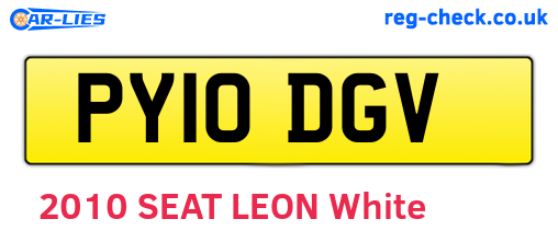 PY10DGV are the vehicle registration plates.